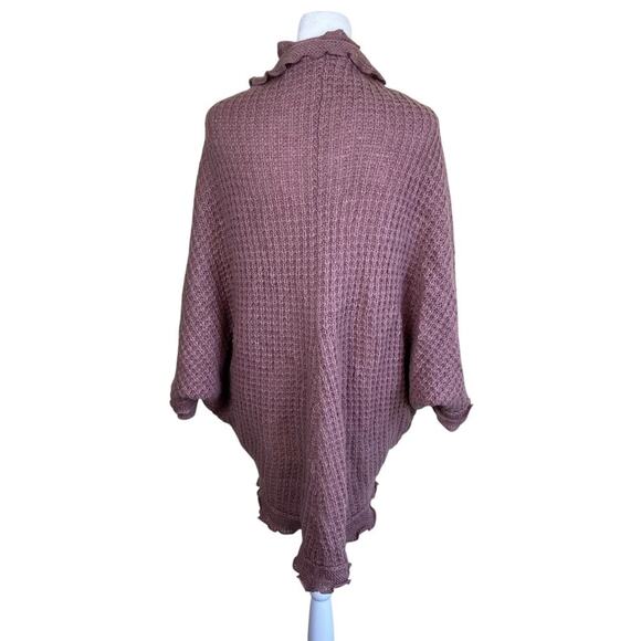 Anthropologie Moth Sz XS Rocia Ruffled Coccon Cardigan Waffle Knit Mauve Boho - Picture 8 of 16